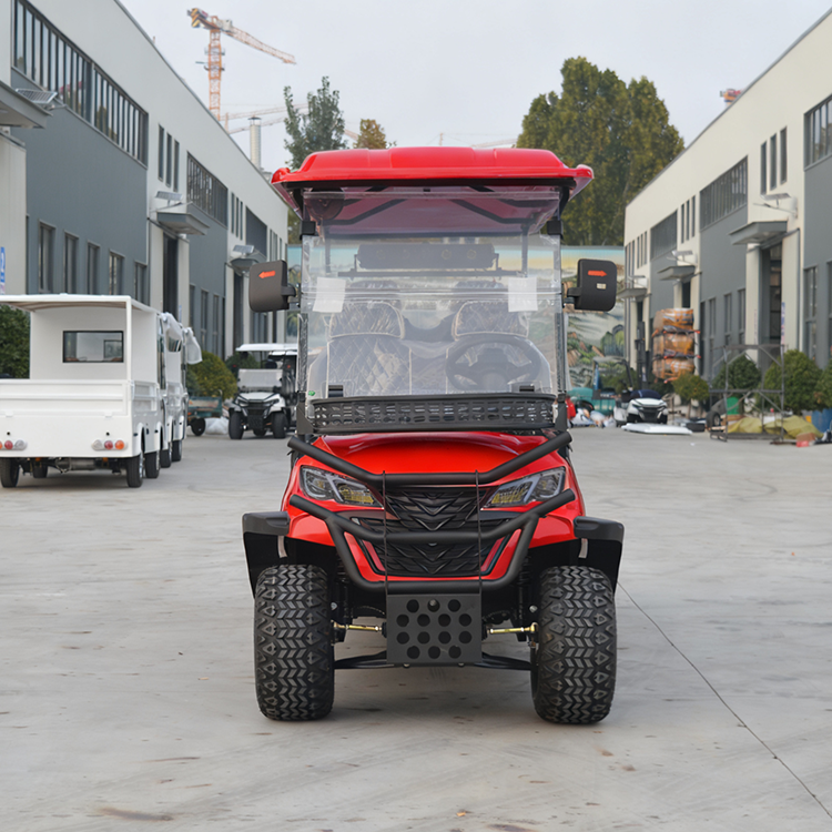 Heavy Duty 8 Seater Electric Golf Cart Red Off Road Buggy Equipped with Long Range Lithium Battery for Resort Campground