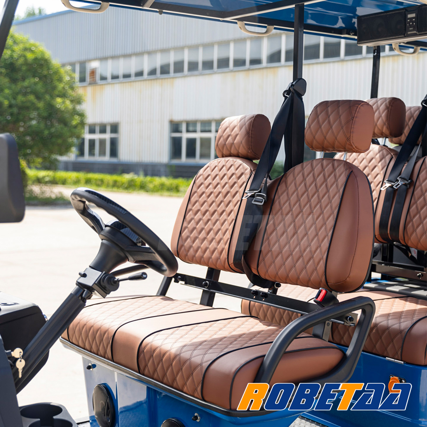 Robetaa Forward Facing 6 Person Golf Car With Touchscreen Display Electric Or Gas Golf Carts