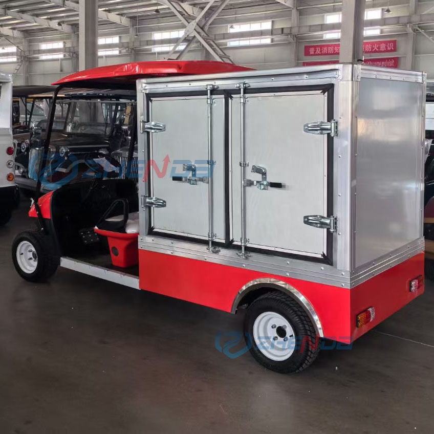 Electric Golf Cart Red and White Superior Quality Golf Carts Electric Four Wheel Windshield Tool Box Special Transportation