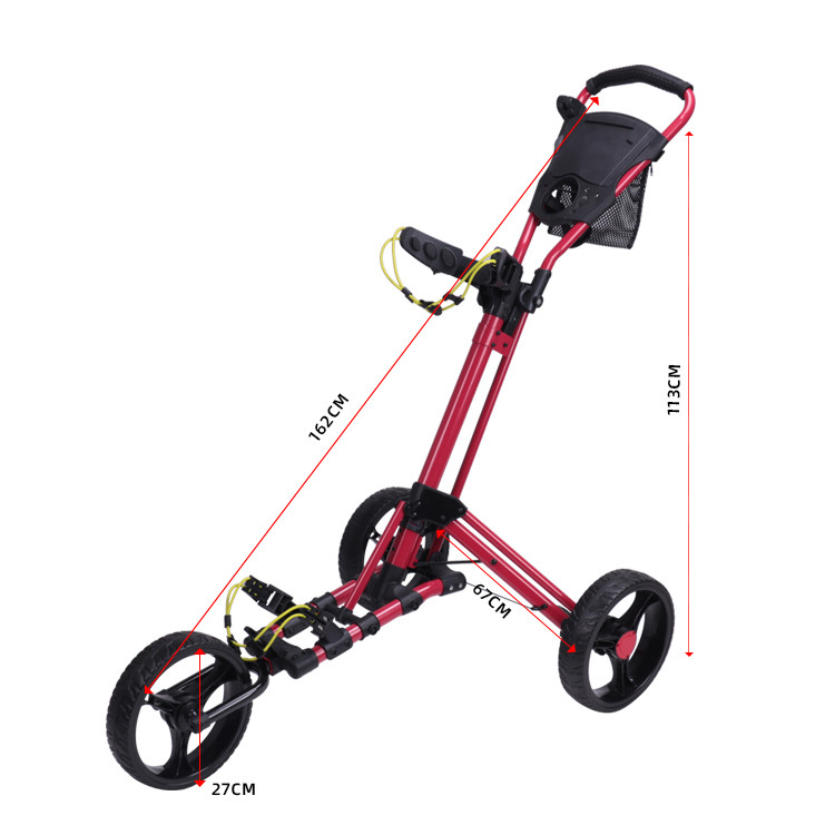 Custom Aluminum 4 Wheels Lightweight Foldable Golf Push Cart with Umbrella Stand for Outdoor Golf Play