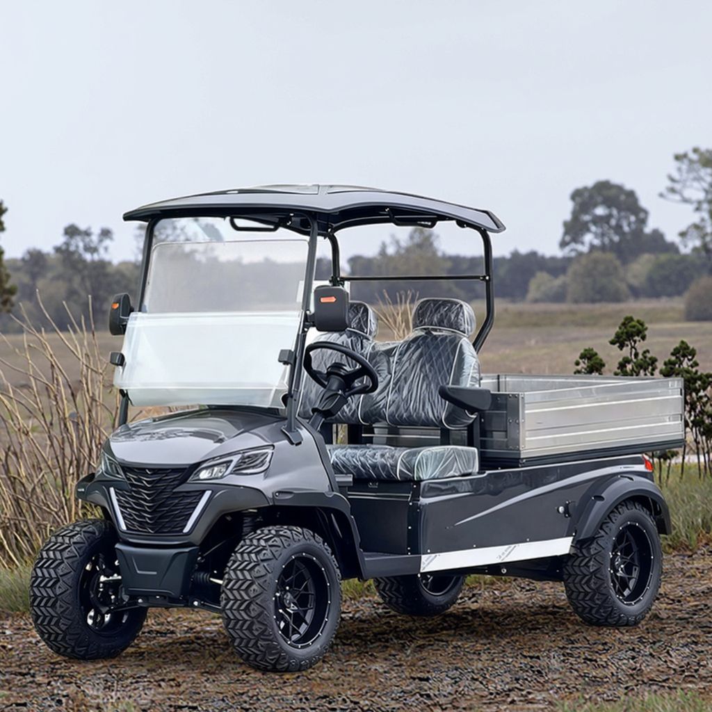 2-Seater Golf Buggy with Rear Cargo Bed Off-Road 4-Wheel Drive Golf Vehicle for Hunting &amp; Course Use Electric Fast Golf Cart