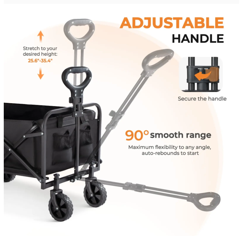 Folding Camping Collapsible Golf Cart Comfortable Stainless Steel Sand Beach Wagon Stroller Big Wagon Cart