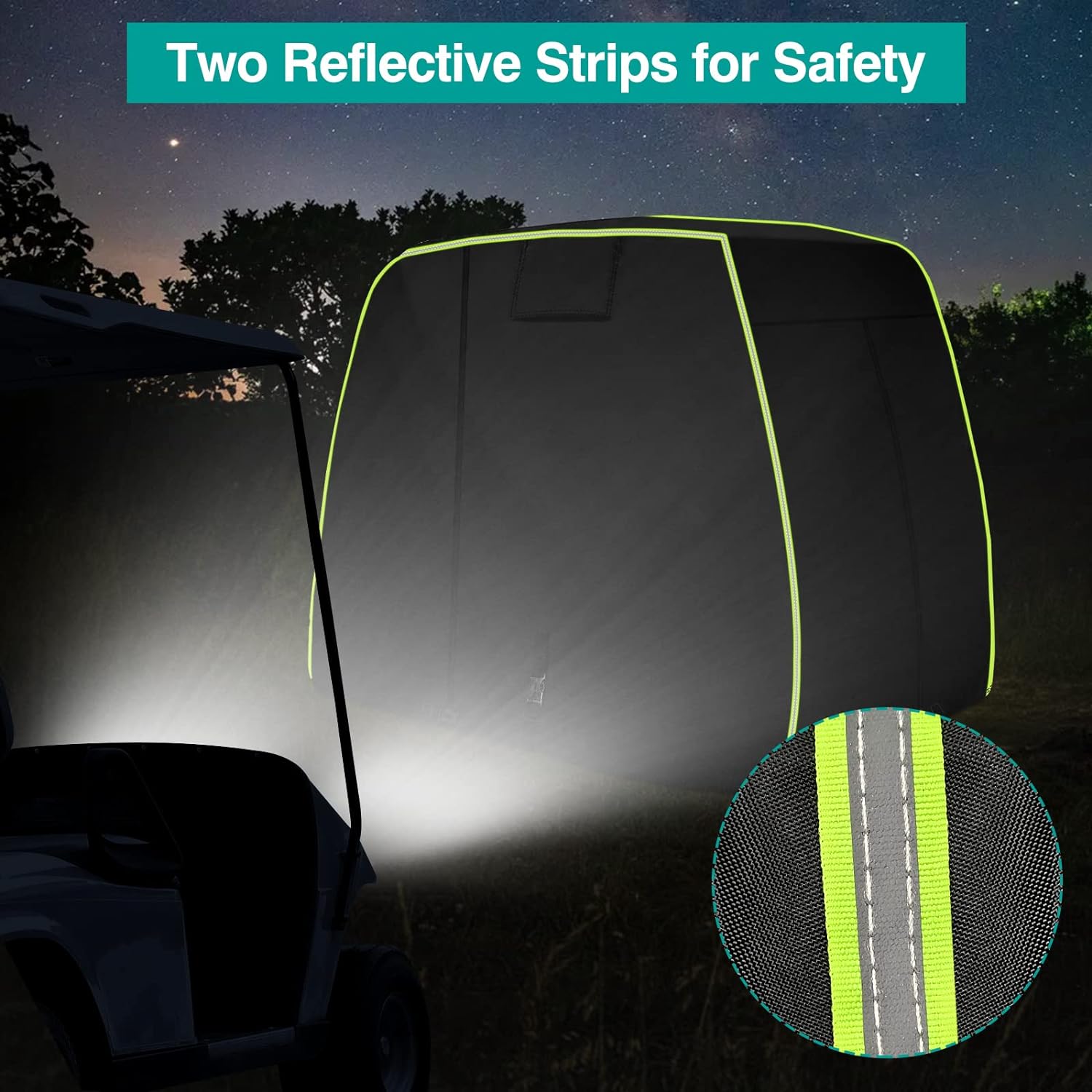 Custom Size Golf Cart Accessories Waterproof Polyester Oxford Zipper and Reflective Design Golf Cart Rain Cover