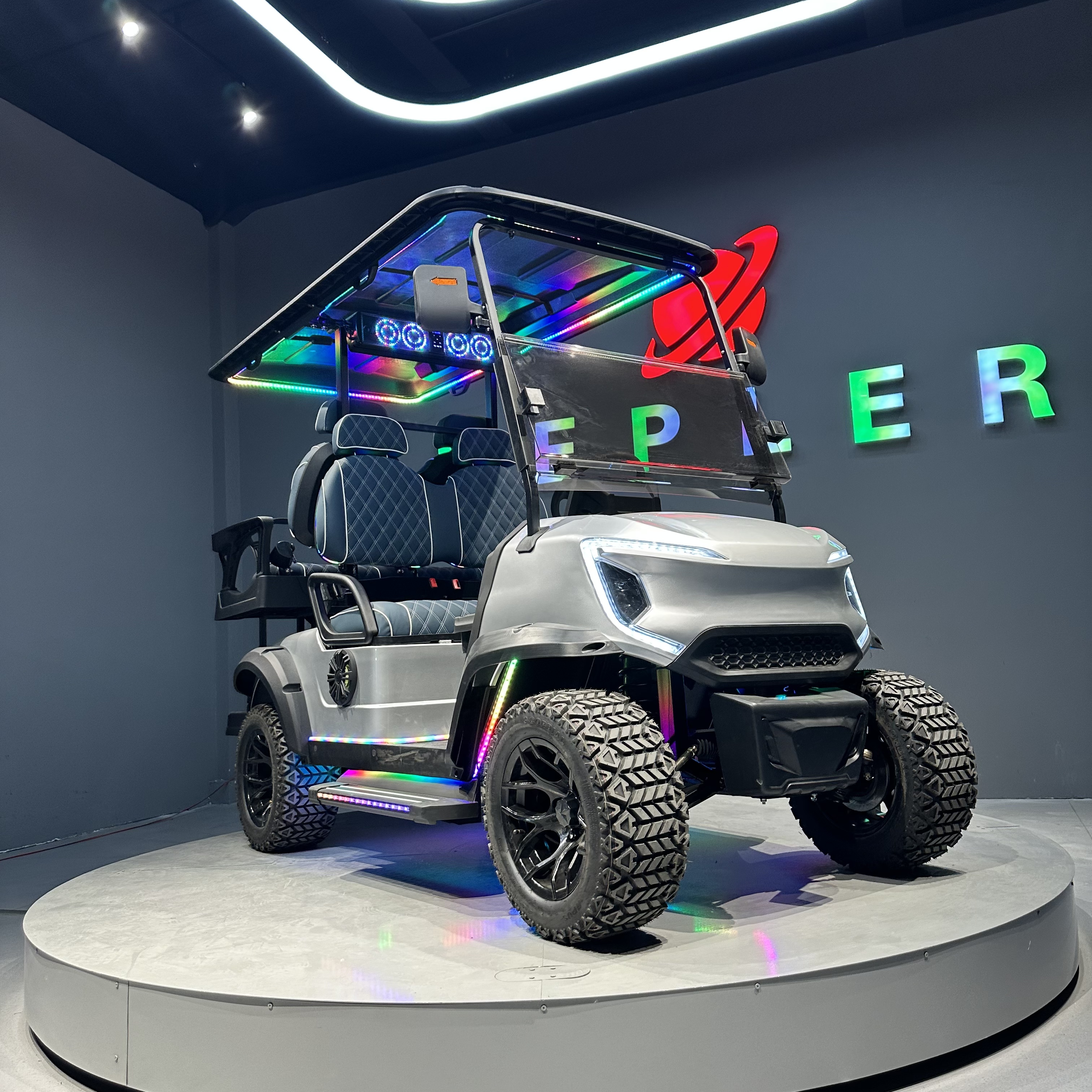 BFF Kepler 6-Seat Electric Golf Cart Off-Road Curtis Controller Light Interior R15 Tire Size Lithium Battery Left for Hunting