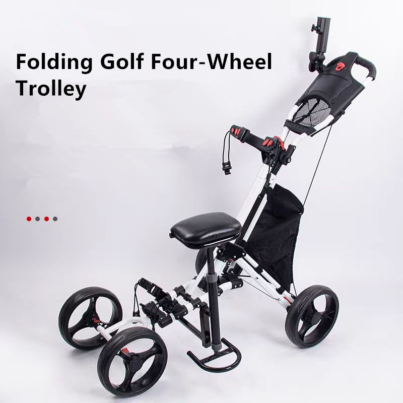 Wholesale Top Quality Foldable Hand Push 4 Wheels with Seat Golf Bag Cart