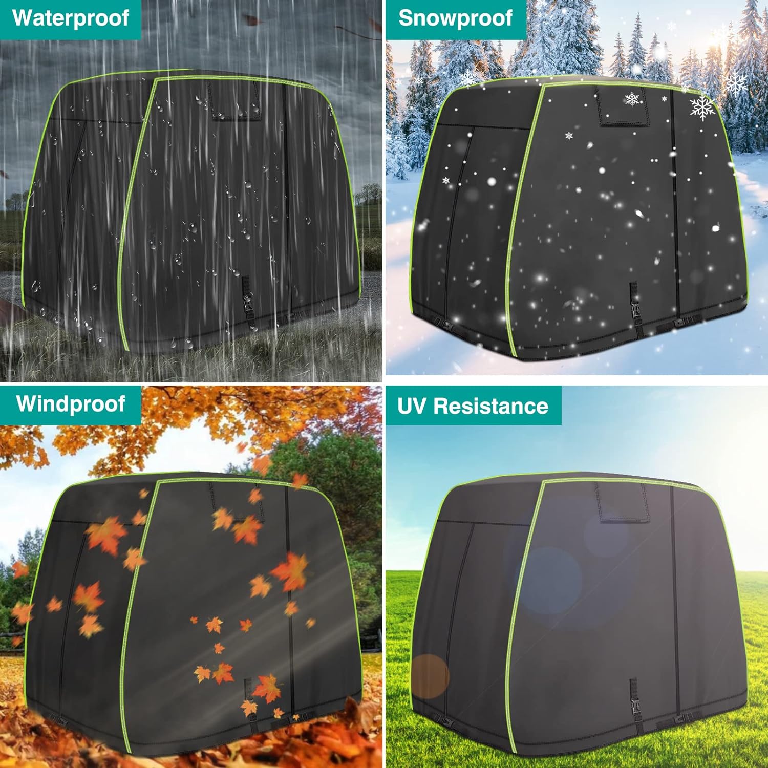 Custom Size Golf Cart Accessories Waterproof Polyester Oxford Zipper and Reflective Design Golf Cart Rain Cover
