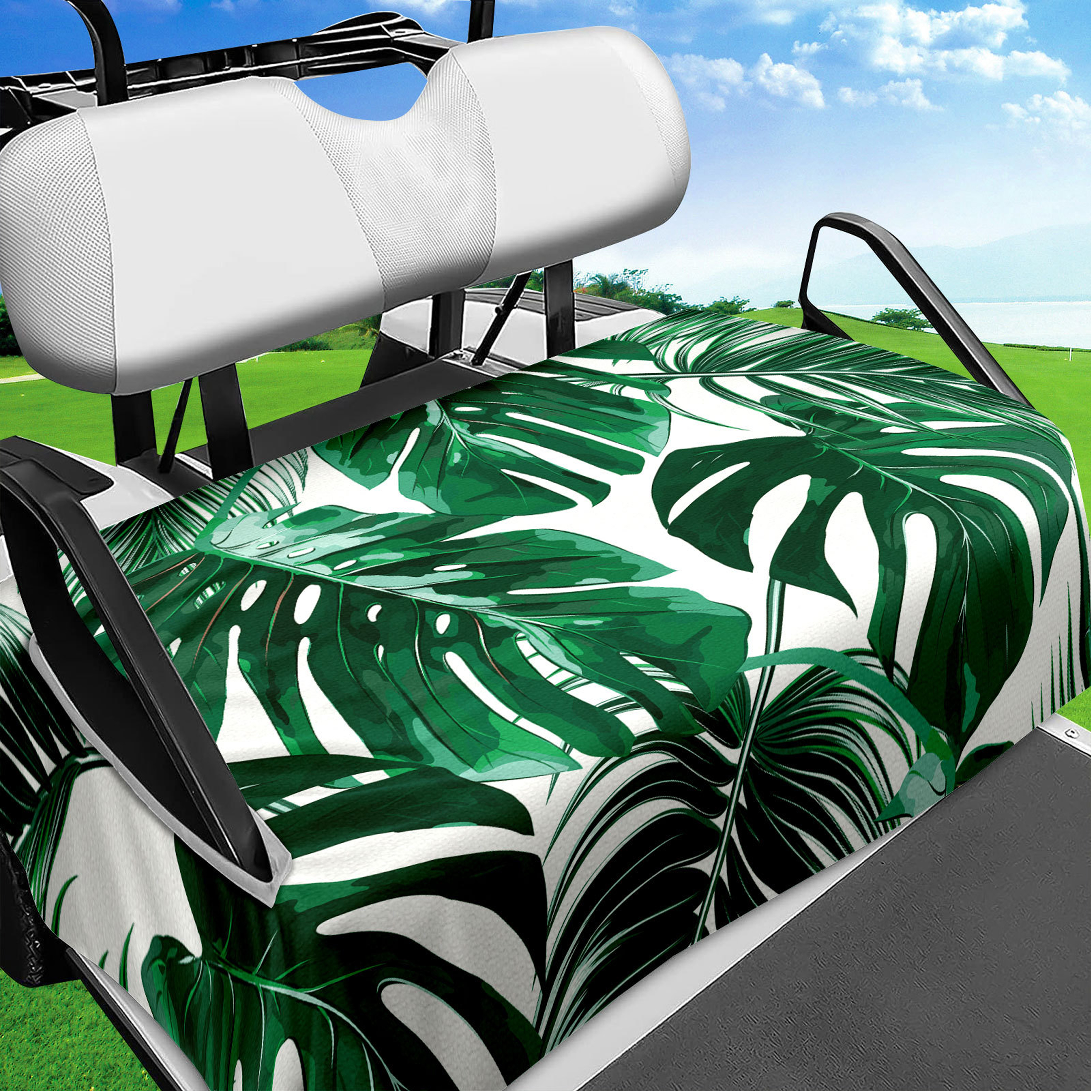 Summer Leaf Style Easy-to-Clean Golf Cart Seat Cover Quick Install Golf Cart Towel Blanket