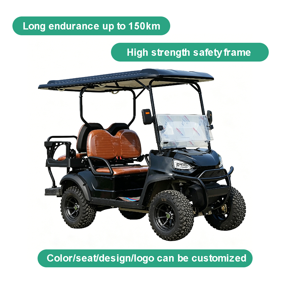 Deluxe 6 Seater White Ultra Endurance 72V Foldable Golf Cart Wood Grain Finish Industrial Zone Color /shape Can Be Customized