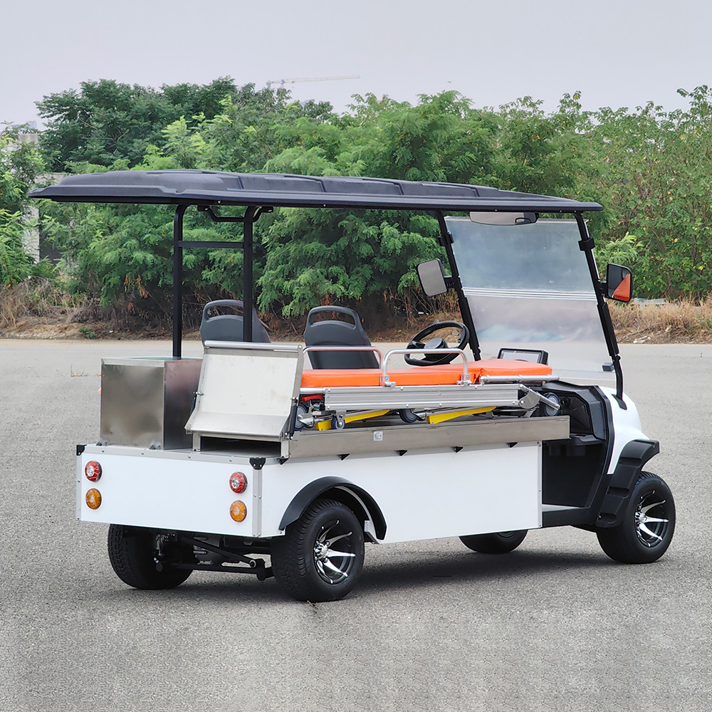 2025 Professional Foldable 2-seater Ambulance Electric Medical Golf Cart 48V Lithium Battery 5KW Power 30-50km/h Speed 70-90km