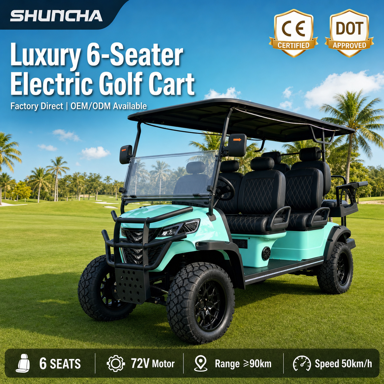 ShunCha Mini Luxury Cheap 4+2 6 Seater Electric Classic Golf Cart for Wedding Resort Hotel