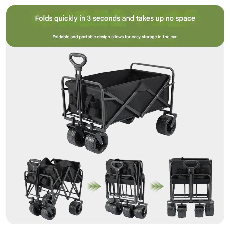 Heavy-Duty Folding Camping Collapsible Golf Cart Comfortable Stainless Steel Sand Beach Wagon Stroller Big Wagon Cart