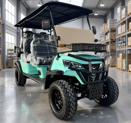WELIFTRICH Gasoline 4 Stroke Engine Lifted 4+2 Passenger 6 Seat Steel Frame Disc Brake Outdoor Golf Cart 30-50Km/h 90km CE ISO