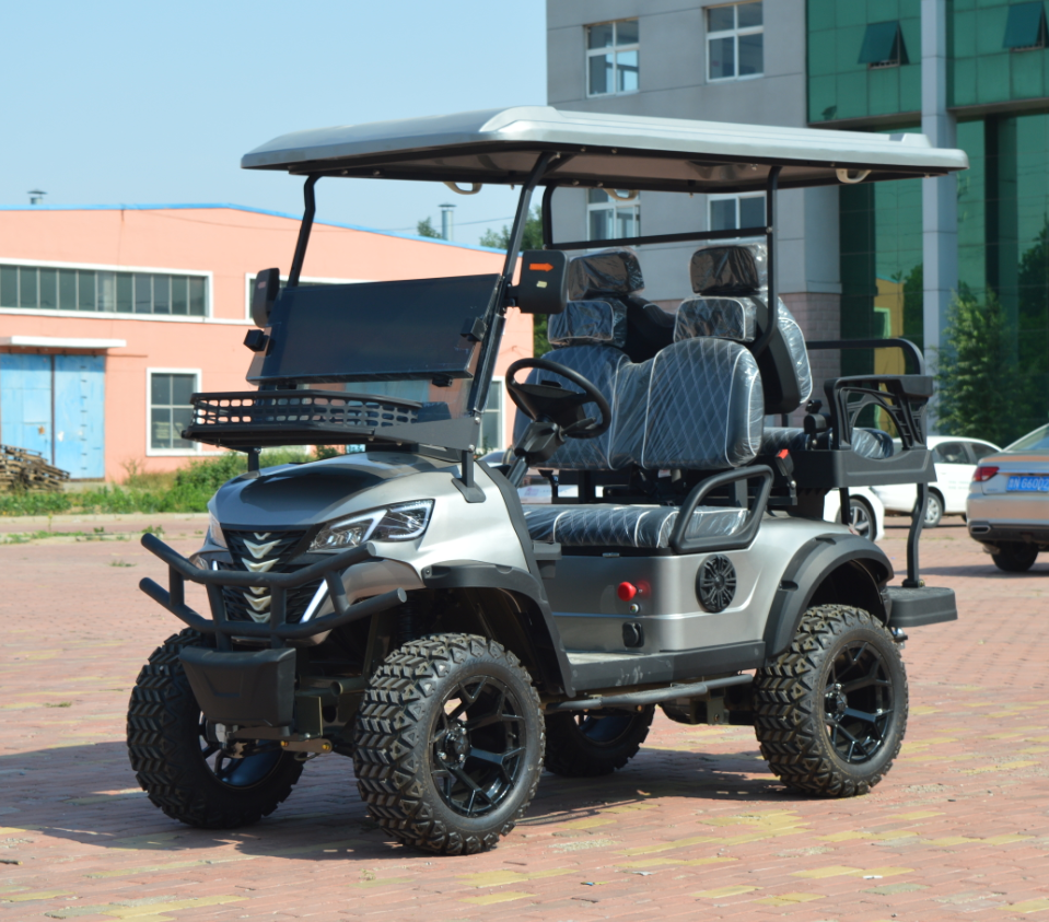Long Battery Life 4 Seats Off Road Grey Electric Golf Car Equipped With 72V Powerful Motor For Scenic Spots Villa Areas