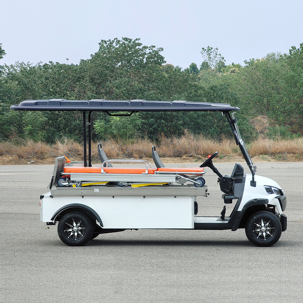 2025 Professional Foldable 2-seater Ambulance Electric Medical Golf Cart 48V Lithium Battery 5KW Power 30-50km/h Speed 70-90km