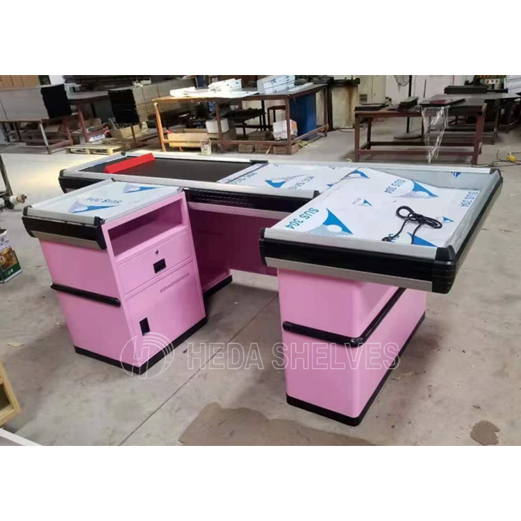 China High Grade Boutique Shopping Market Retail Store MDF Wooden Steel Cash Counter Factory
