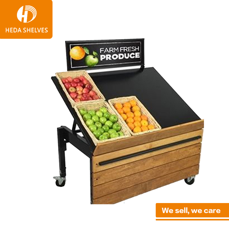 Super Markets Wood Fruit Stand Vegetable Rack for Fruit Shop Shelf