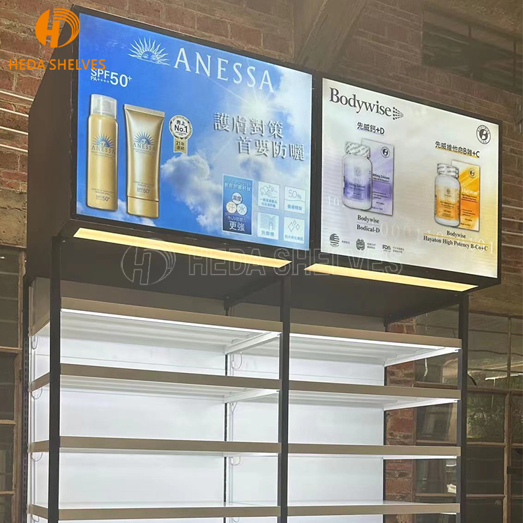 Customized Shopping Mall Wall Cosmetic Showcase Cosmetic Store Furniture Display Cabinet