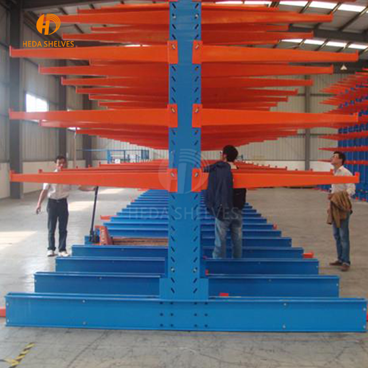Heavy Duty Shelving Cantilever Arm Racking System Single Side Based Metal Cantilever Rack