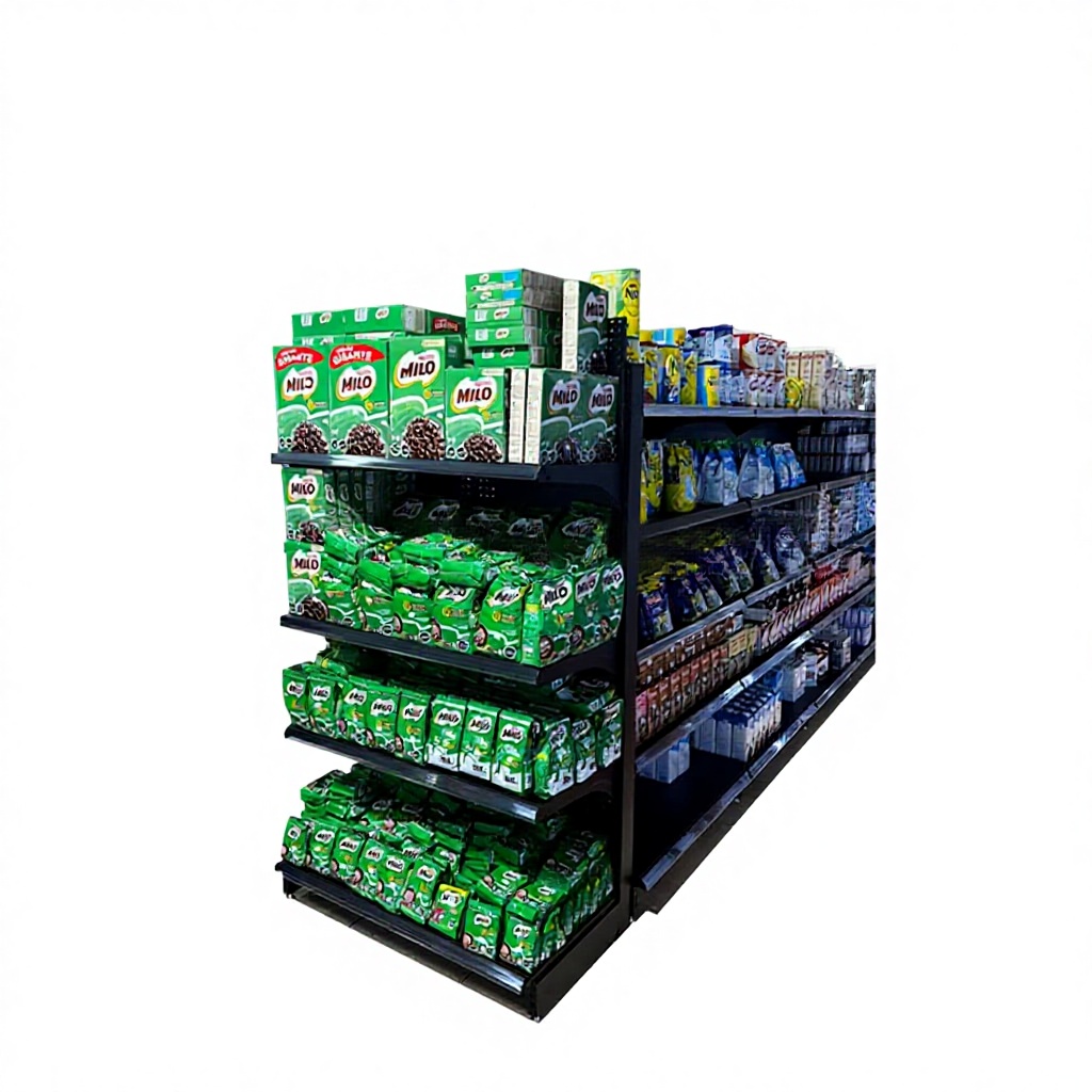 Good Quality Double-Sided Heavy Duty Iron Metal Gondola Rack Supermarket Display Stand