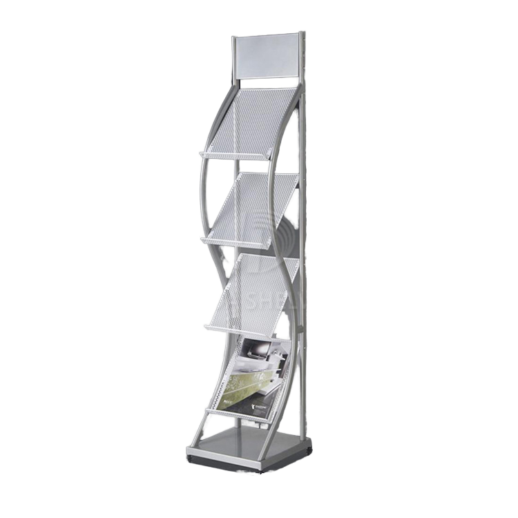 Office Furniture 4 Tier Steel Iron Free Floor Standing Newspaper Rack