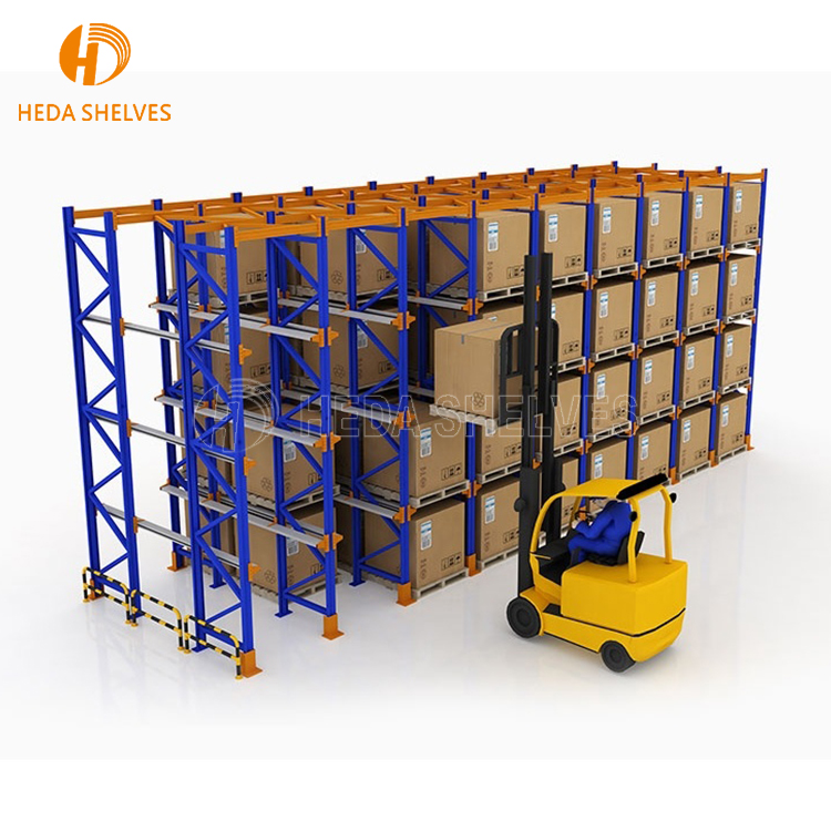 High Quality Customizable Drive-In Pallet Rack System Sturdy Through-Type Metal Warehouse Storage High Stacking Racks Shelves