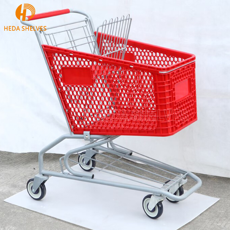 130L Asian Style Supermarket Children Metal Shopping Cart Children Shopping Trolley Cart With Child Seats