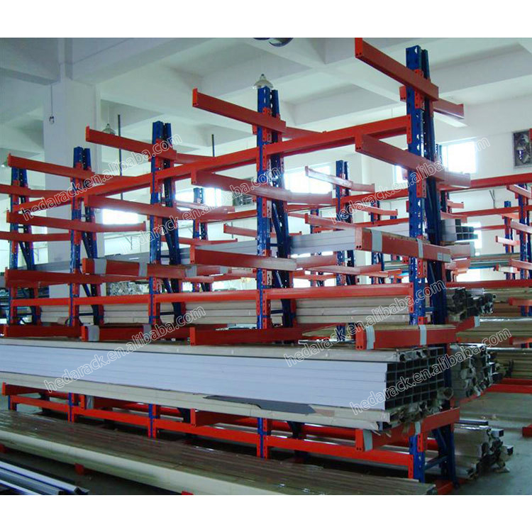 Heavy Duty Shelving Cantilever Arm Racking System Single Side Based Metal Cantilever Rack