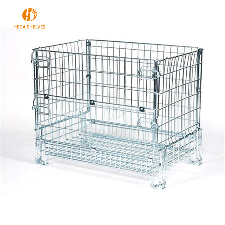 PET Preform Mesh Box Wire Cage Metal Bin Storage Container Collapsible Storage