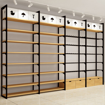 Fashion Style Cosmetic Retail Display Racks Wooden and Metal Display Stand for Miniso Shop