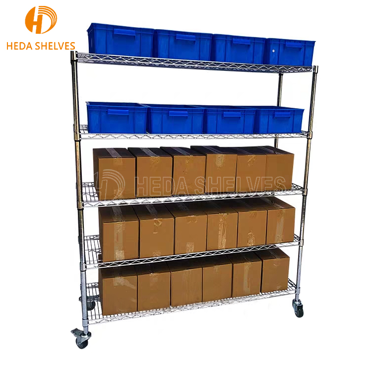 Multi Layer Commercial Chrome Wire Shelving Wire Mesh Shelving Rack