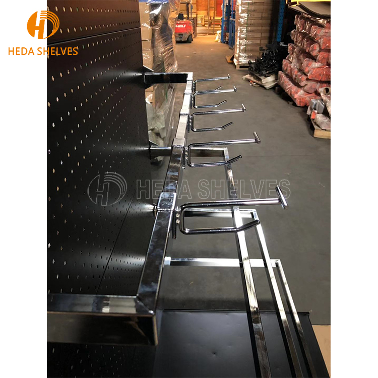 Hardware Pegboard Metal Floor Rack Hanging Hooks Shelf Tools Shop Exhibition Product Display Stand