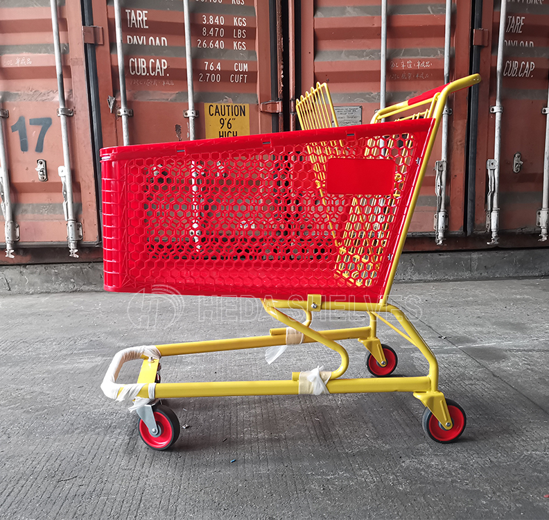 Good Quality All Plastic Made Market Trolley Shopping Cart Trolleys With Wheels