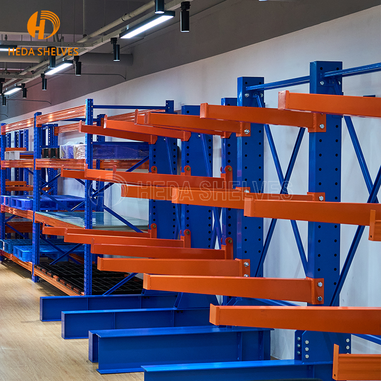 Heavy Duty Steel Cantilever Rack with Gate Roller Shelving Racking System for Warehouse Storage Heavy Duty Storage Solution