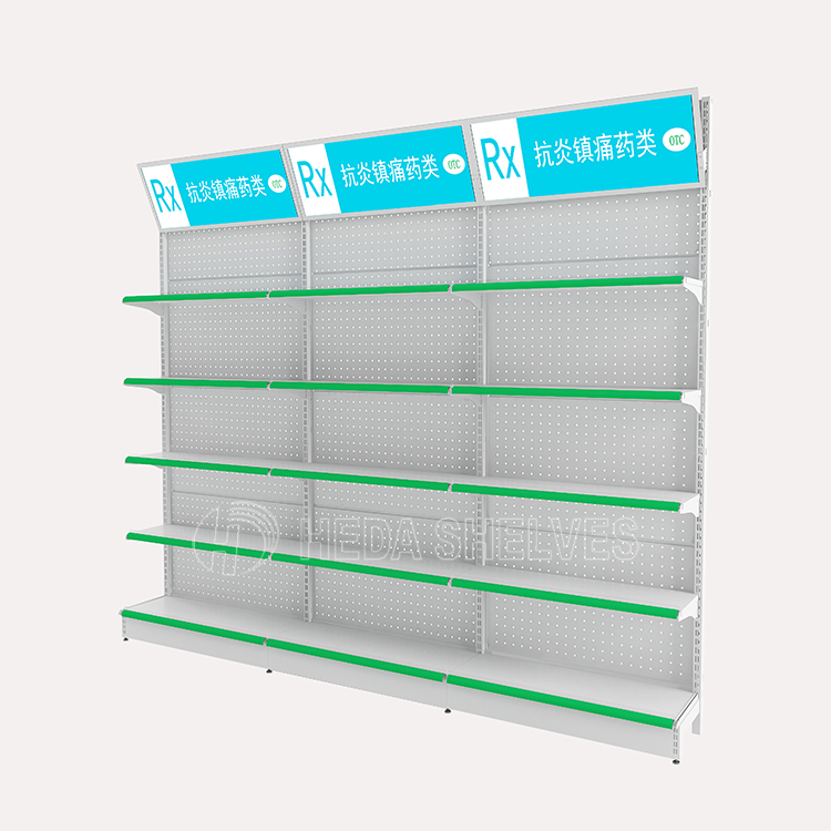 Medical Wall Display Glass Shelf Pharmacy Furniture Modern Pharmacy Medicine Cabinet Wood Pharmacy Stand for Sale