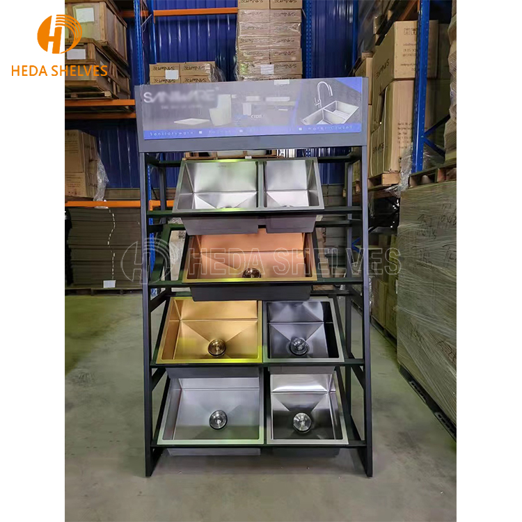 Customized Iron Supermarket Shelves Free Standing Display Rack Tabletop Metal Display Stand for Shelving Hanging Product Display