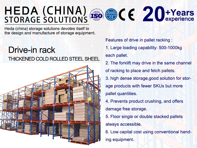 Customized Cold Rolled Steel Drive-In/Automated Retrieval Pallet Racking System with Corrosion Protection