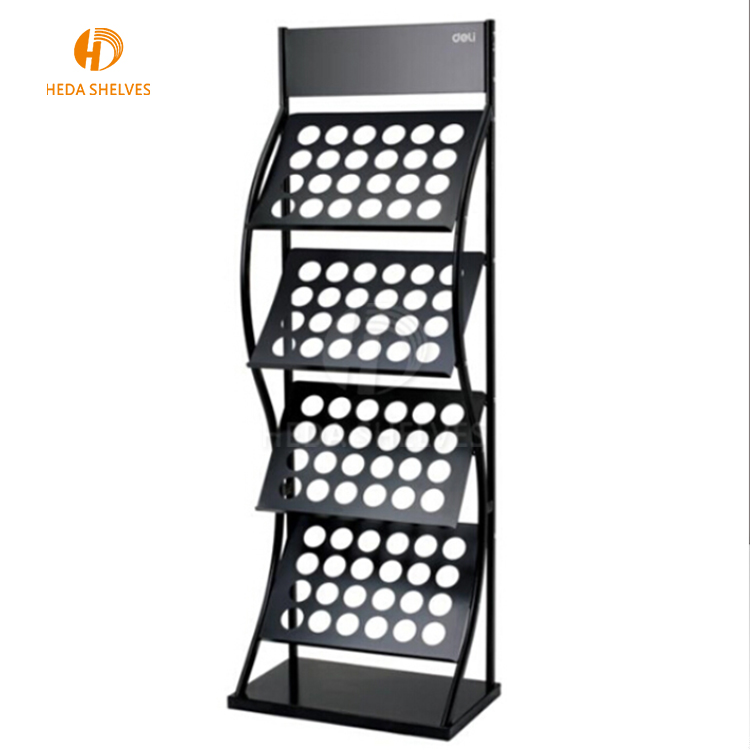 Office Furniture 4 Tier Steel Iron Free Floor Standing Newspaper Rack