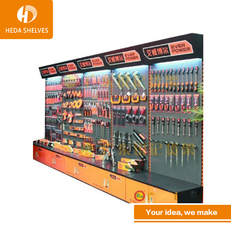 Hardware Store Floor Stand Metal Pegboard Hook Display Hardware Shelf Tool Holder Racks