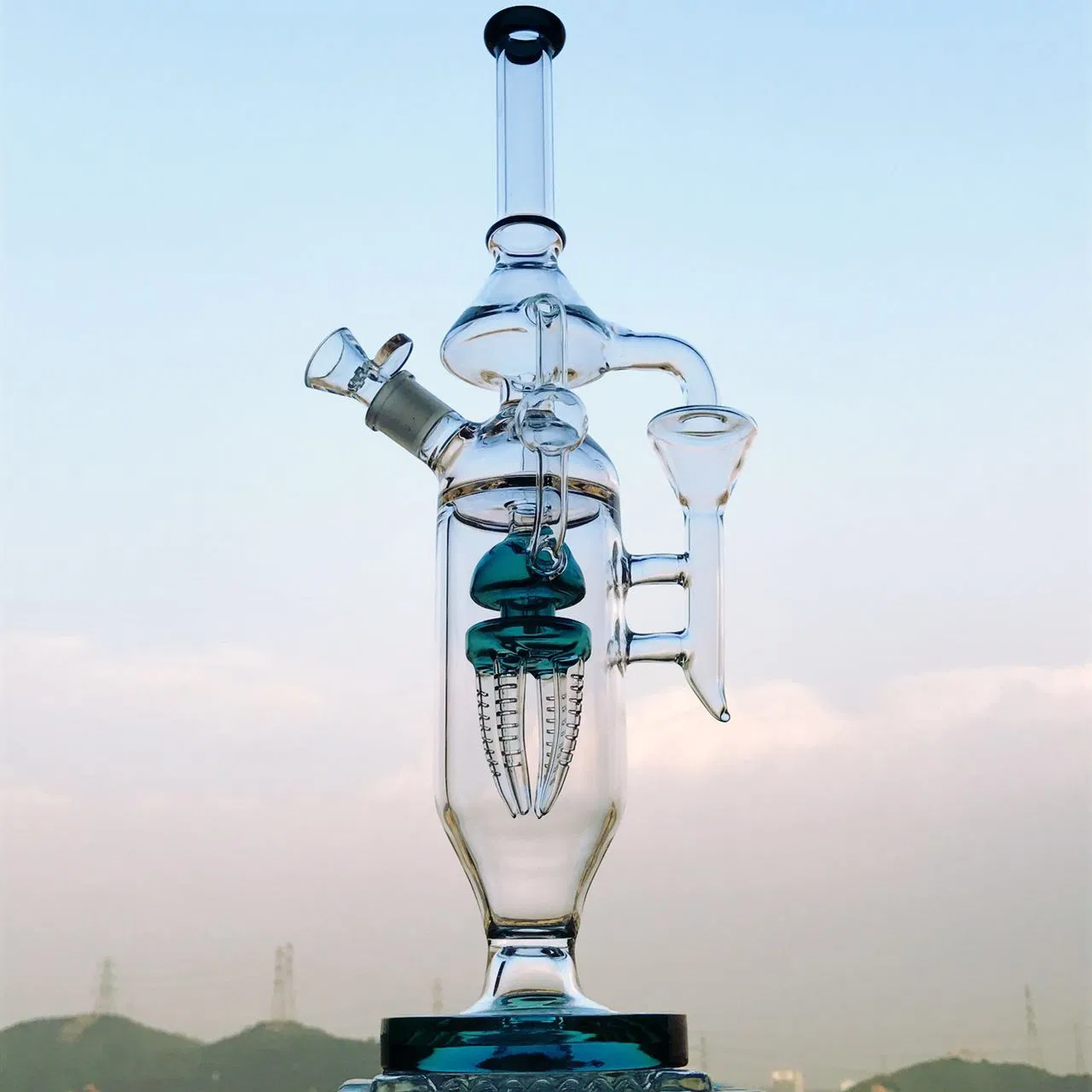China Factory 5mm Borosilicate Glass Inline to 9-Arm Glass Water Pipe