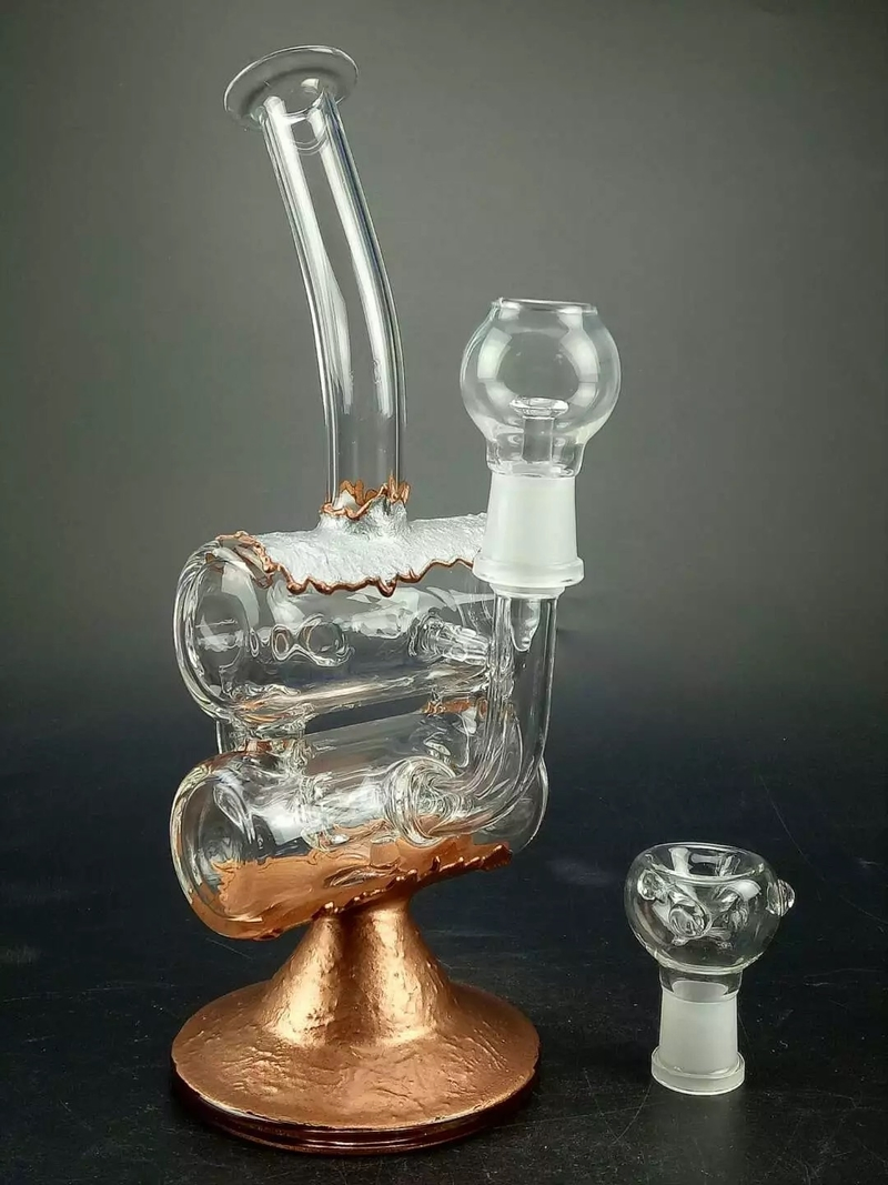 Hbking 8 Inches Copper Plating Glass Double Recycler DAB Oil Rig