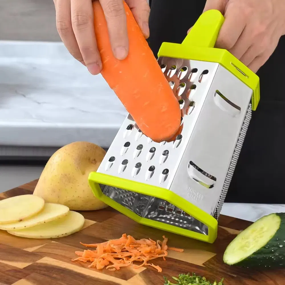 Premium Multi-Functional 6-Sided Plastic Vegetable Grater Easy Food Preparation Utensil with Plastic Handle
