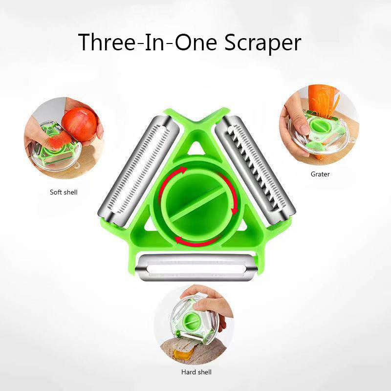 Wholesale Multifunction Home Kitchen Tools Three-in-One Vegetable Grater Rotatable Fruits Potato Peeler