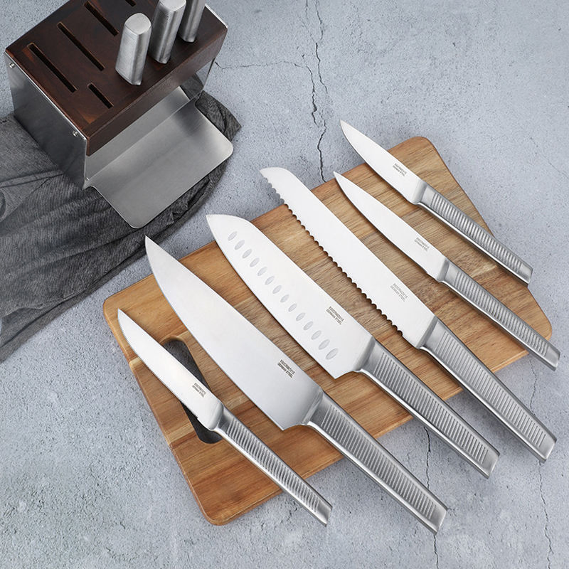 Home Use Kitchen Cutting Tools with Solid Wood Knife Block