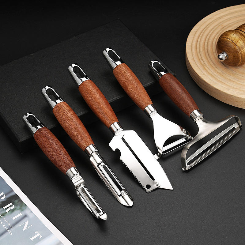 Kitchen Multifunctional Food Grade Blade Stainless Steel Household Melon and Fruit Peeler Apple Peeler with Wood Handle
