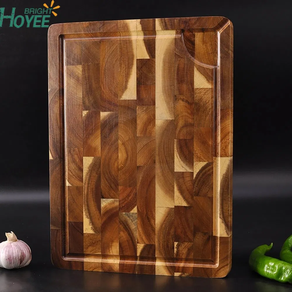 Custom/Wholesale Kitchen End Grain Wood Chopping Board Black Walnut Wooded Cutting Board with Juice Groove