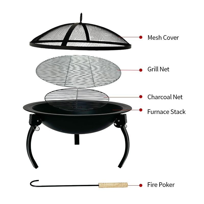 2-in-1 Heating Fire Pit Grilling Equipment Outdoor Charcoal BBQ Grill for Garden