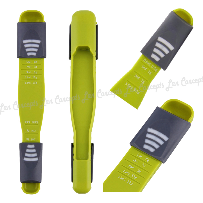 5ml - 13ml Adjustable Quantitative Spoon Plastic Measuring Scoop Kitchen Baking Measure Tools Double End Nine Files with Scales
