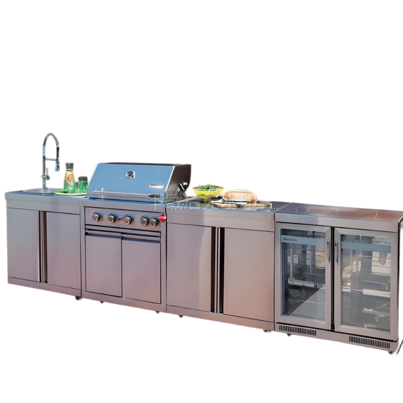 Multi-Functional Patio Outdoor Kitchen with Compact Refrigerator