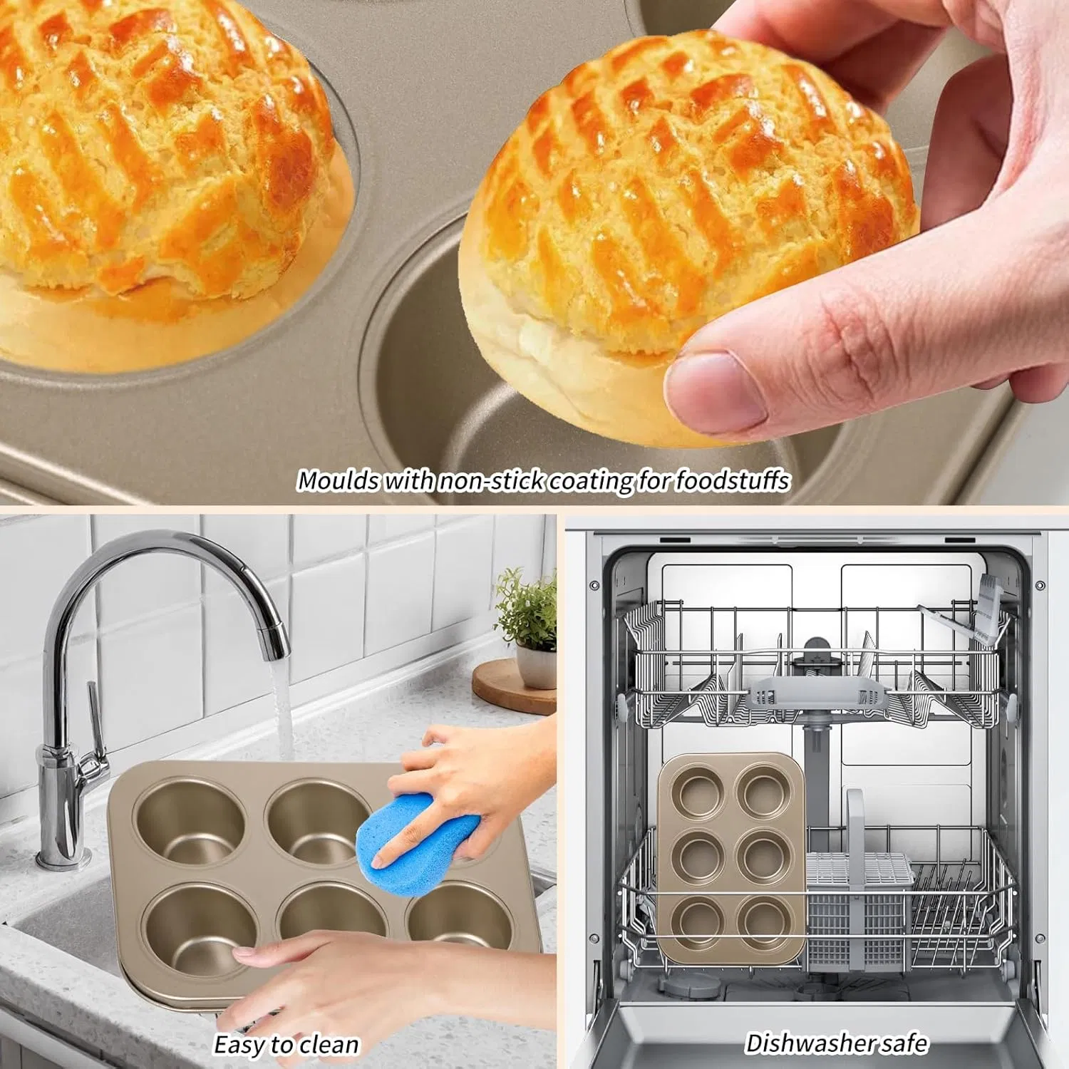Kitchen Tool Non-Stick Carbon Steel Muffin Tray for Baking Muffins Cupcakes Cakes