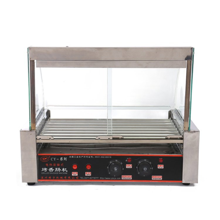 Chuangyu 10-Tubes Outdoor Snack Equipment Hotdog Making Machine BBQ Roller Sausage Grill Machine